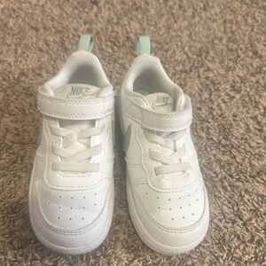 Nike Kids White Sneakers with Green Accents